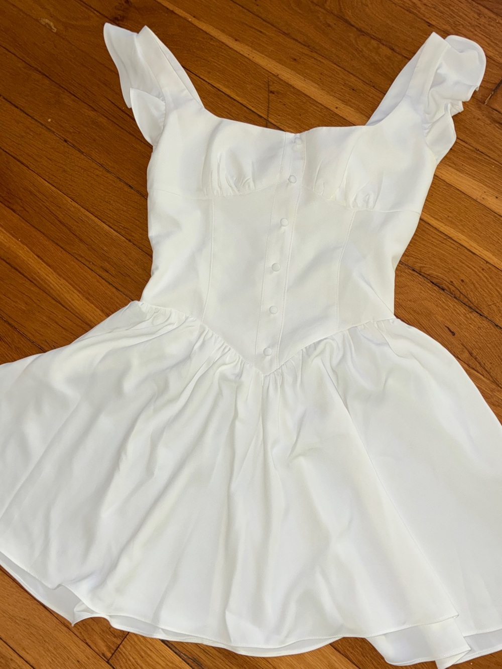 Amanda Uprichard White Ruffle Neck Dress